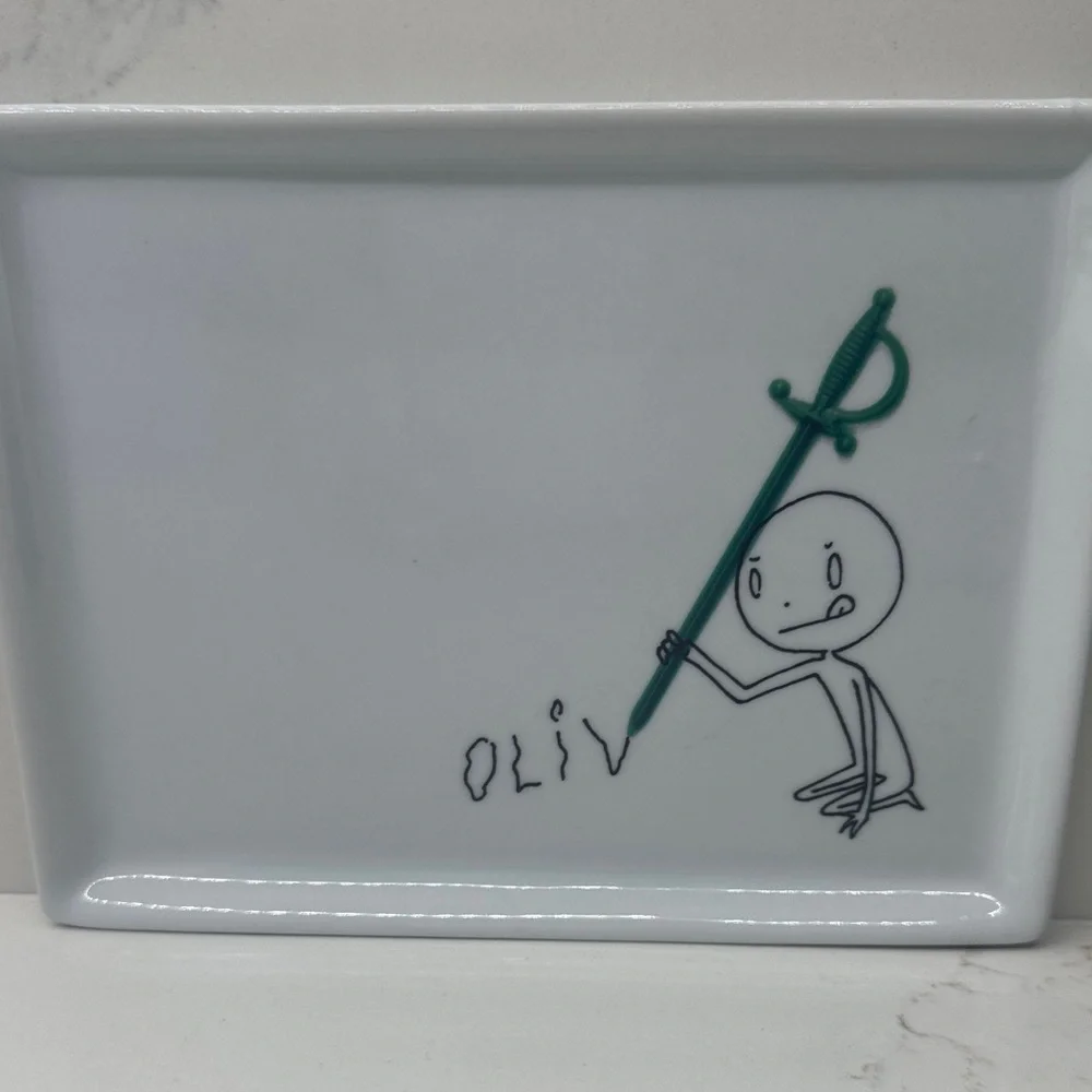 2 Oliver stick figure appetizer plates CB 2
